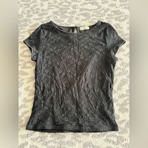 floral black lace tight fitting top